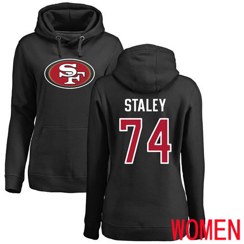 San Francisco 49ers Black Women Joe Staley Name and Number Logo #74 Pullover NFL Hoodie Sweatshirts->nfl t-shirts->Sports Accessory